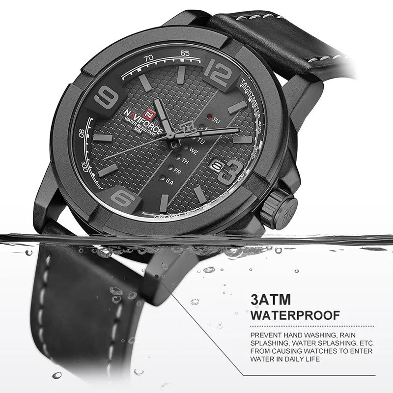 Men's Sports Watch with Leather Strap - LeatherSport Elite