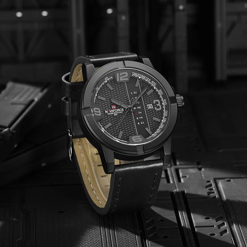 Men's Sports Watch with Leather Strap - LeatherSport Elite